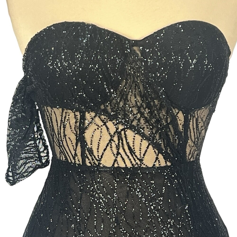 Alamour The Label Black Formal Gown S Strapless Glitter The Ayelet Evening Dress - Picture 10 of 16